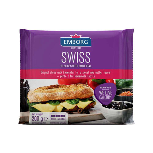 Emborg Swiss Emmental 10 Slices 200g