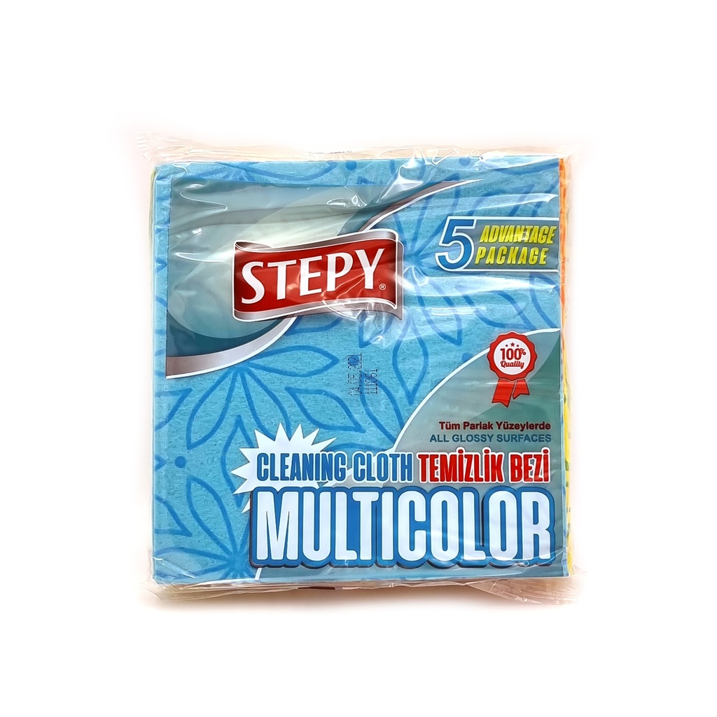 STEPY MULTICOLOR 5'S CLEANING CLOTH 34X35CM