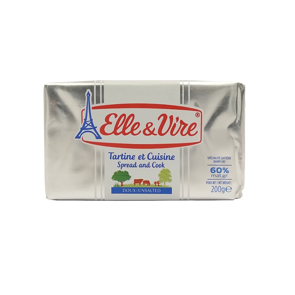ELLE & VIRE BUTTER UNSALTED 200G