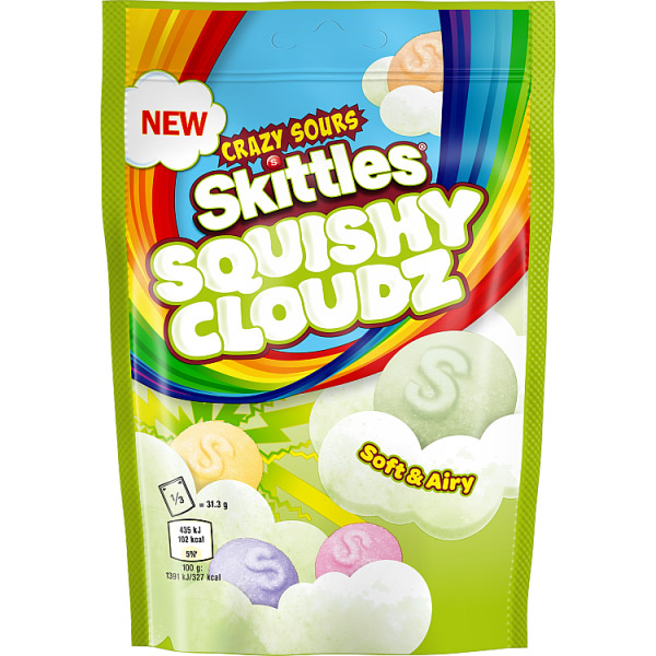 SKITTLES SQUISHY CLOUDZ SOURS TREAT BAG 94G