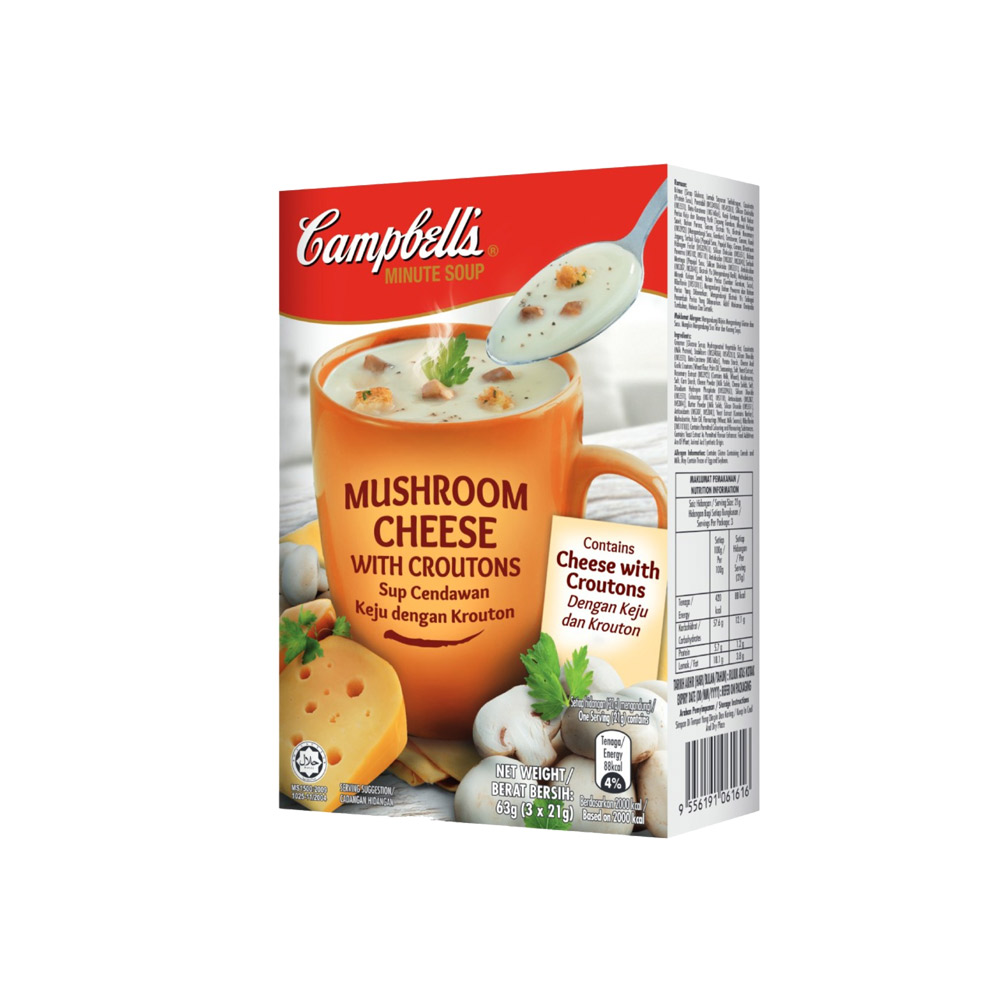 Campbells Instant Soup Mushroom Cheese With Croutons 63g