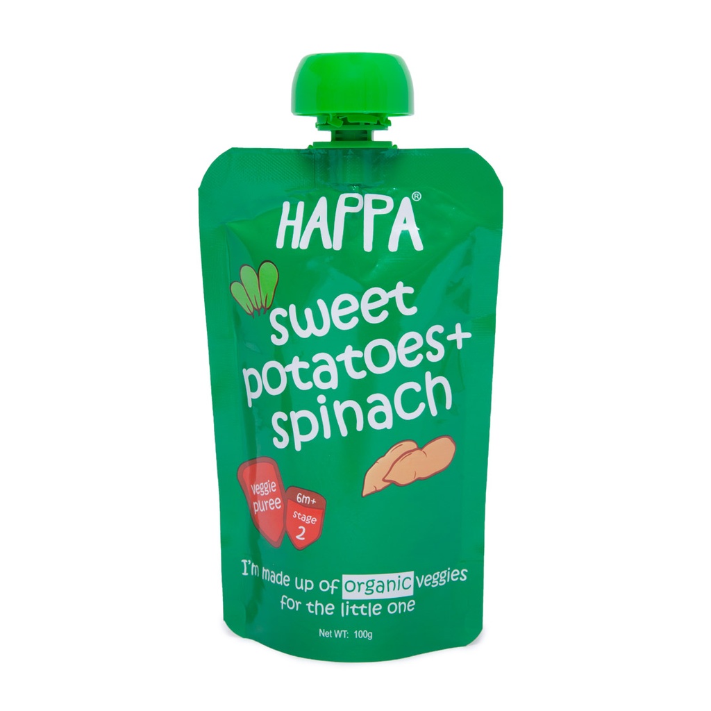 Happa Puree Sweet Potato + Spinach 100g