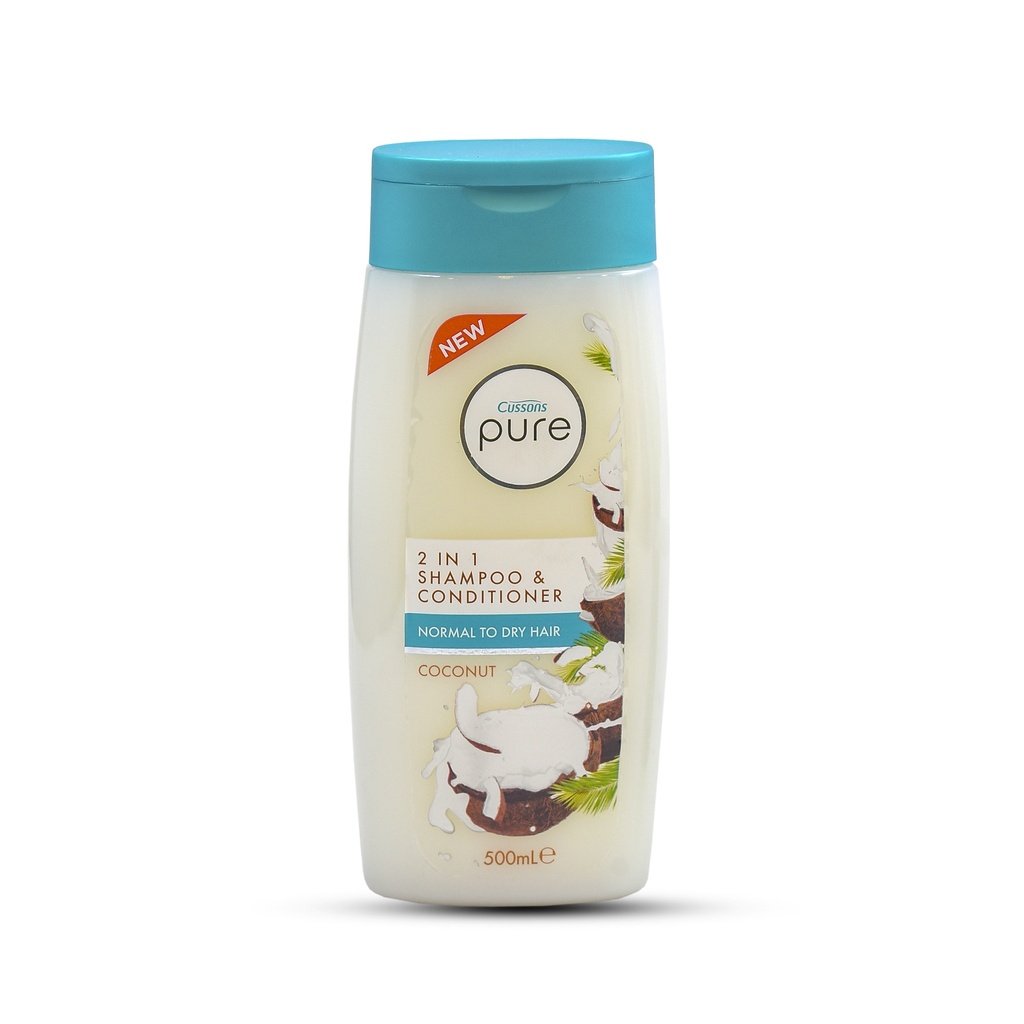 Cussons Pure 2 In 1 Shampoo & Conditioner Coconut 500ml
