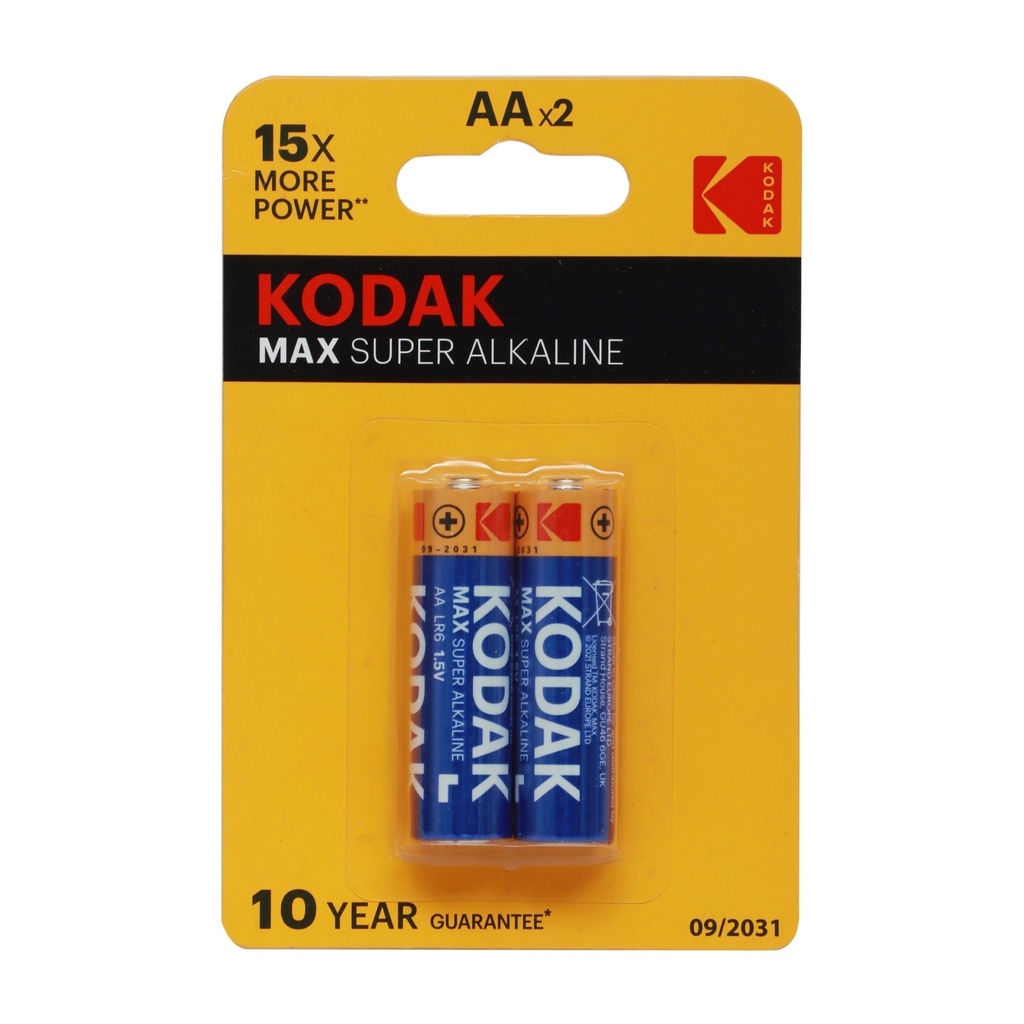 KODAK MAX SUPER ALKALINE AA BATTERY 2'S PACK (887930952827)