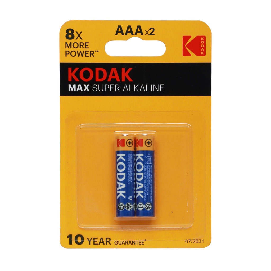 KODAK MAX SUPER ALKALINE AAA BATTERY 2'S PACK (887930952872)