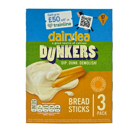 DAIRYLEA DUNKERS BREADSTICK 3PACKS X 43G