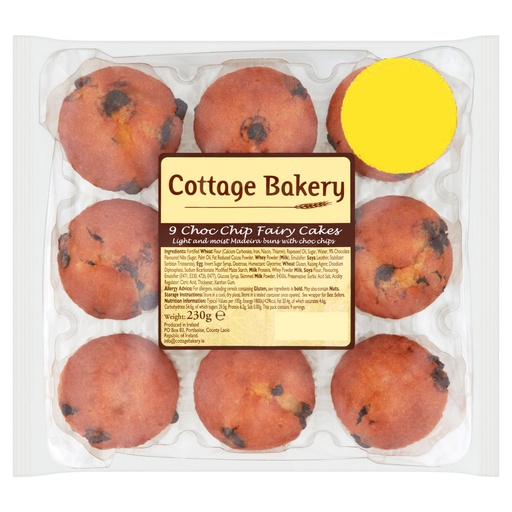 COTTAGE BAKERY 9 CHOC CHIP FAIRY CAKES 230G