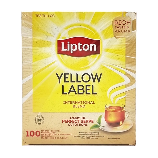 [8720608615100] LIPTON YELLOW LABEL INTERNATIONAL BLEND 100 BAGS 200G