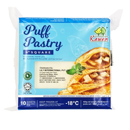 KAWAN PUFF PASTRY SHEET SQUARE 4"
