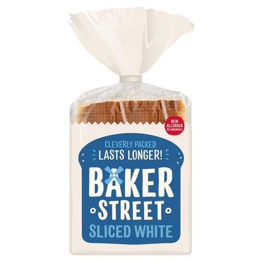 BAKER STREET SLICED WHITE BREAD LOAF 550G